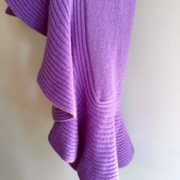 MAGASCHONI CASHMERE Purple Ruffle Waterfall Knit Scarf One Size - Picture 5 of 6